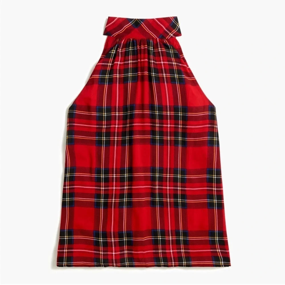 J.Crew Red Tartan Tie-Neck Tank Top | 4